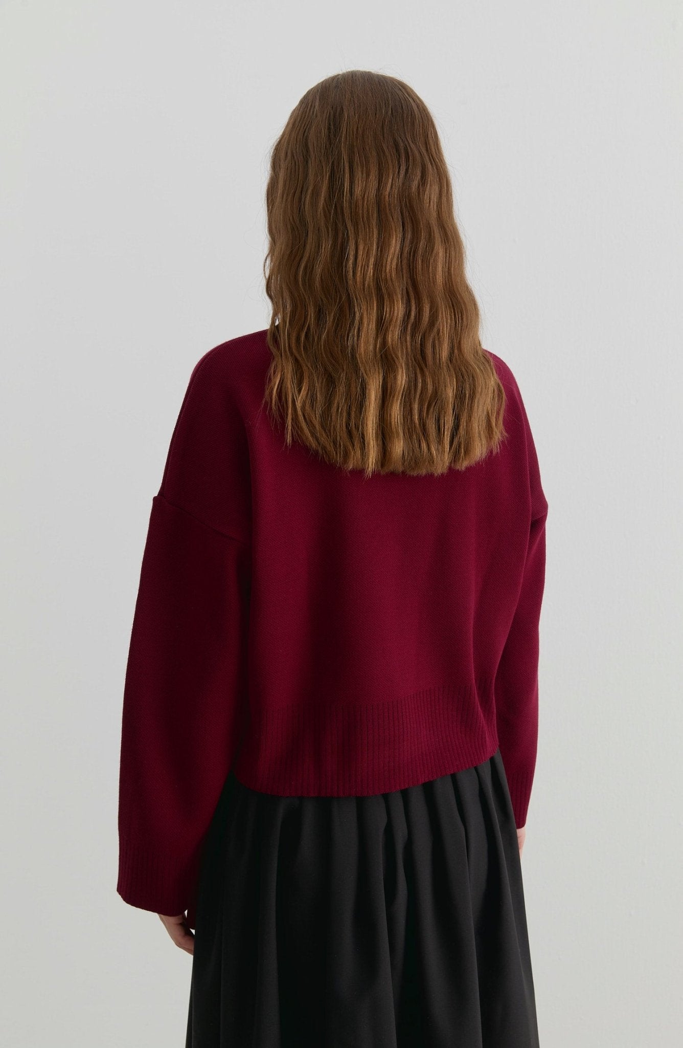 Yarım Balıkçı Bordo Kısa Triko Kazak - Fatma Atasoy