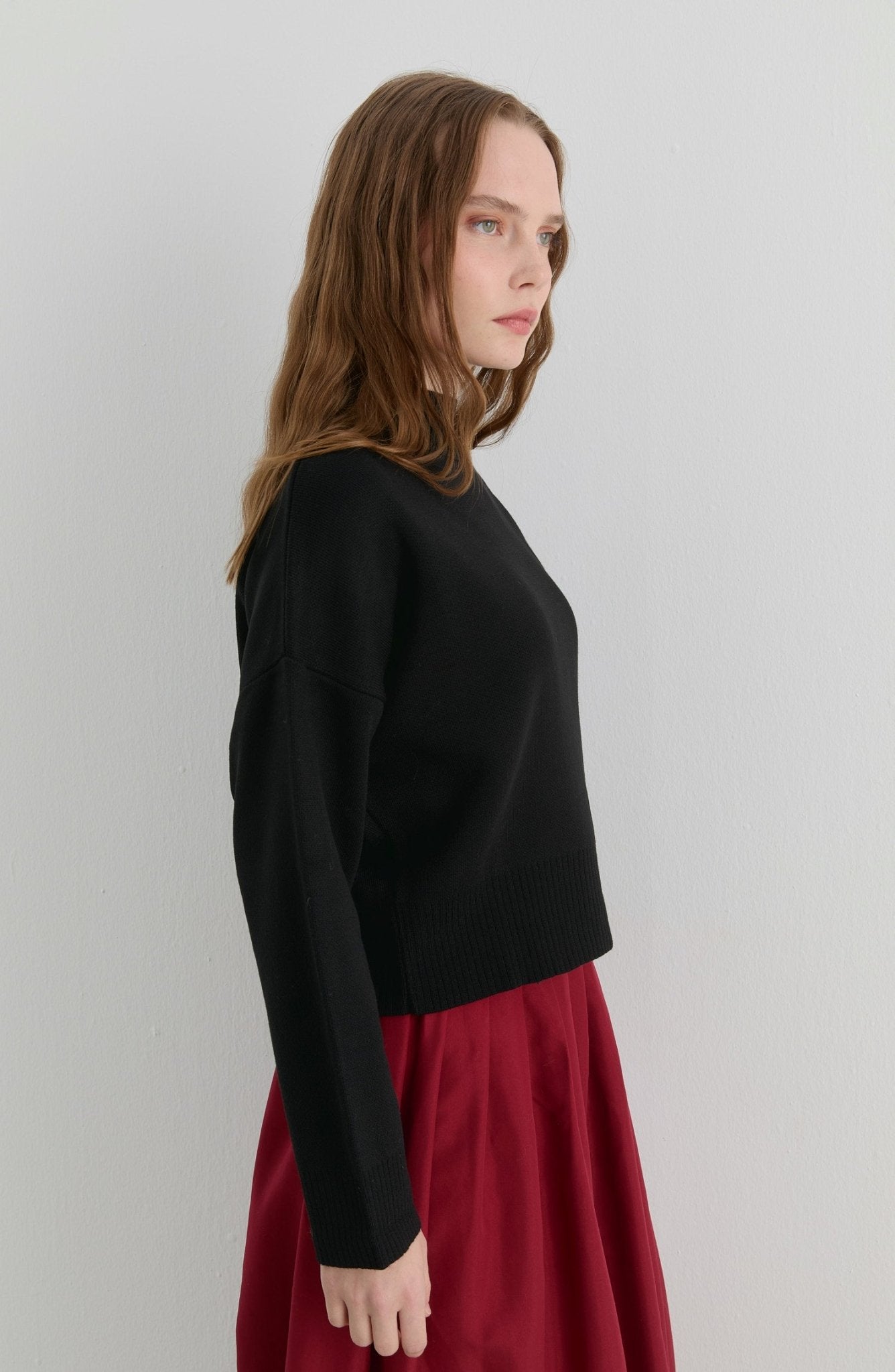 Yarım Balıkçı Siyah Kısa Triko Kazak - Fatma Atasoy