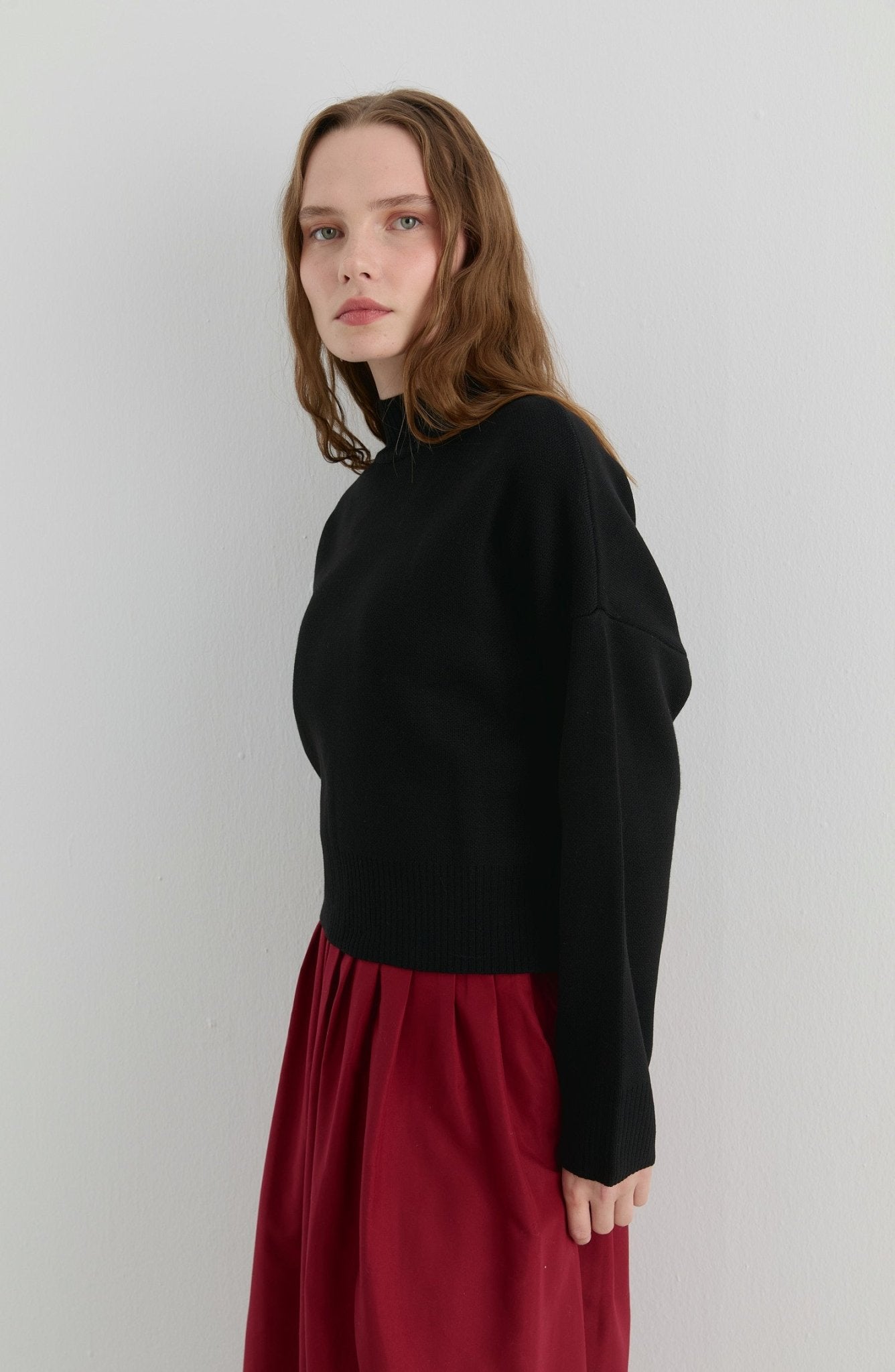 Yarım Balıkçı Siyah Kısa Triko Kazak - Fatma Atasoy