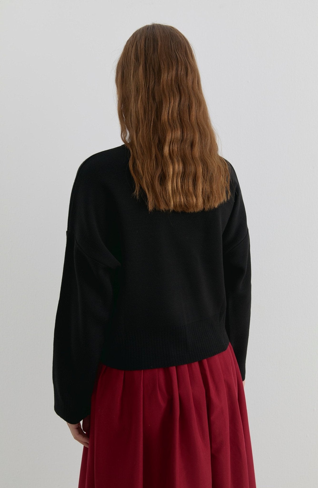 Yarım Balıkçı Siyah Kısa Triko Kazak - Fatma Atasoy