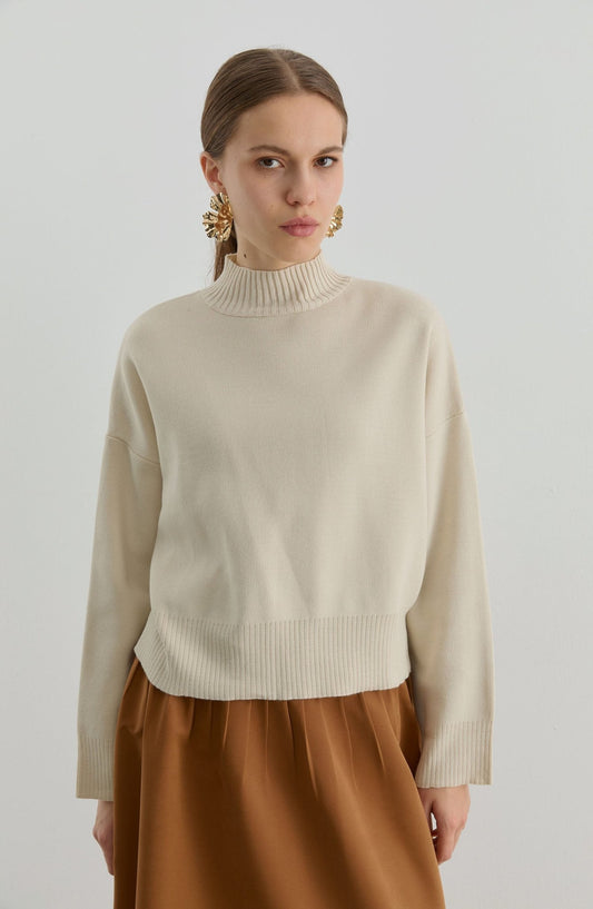 Yarım Balıkçı Taş Kısa Triko Kazak - Fatma Atasoy