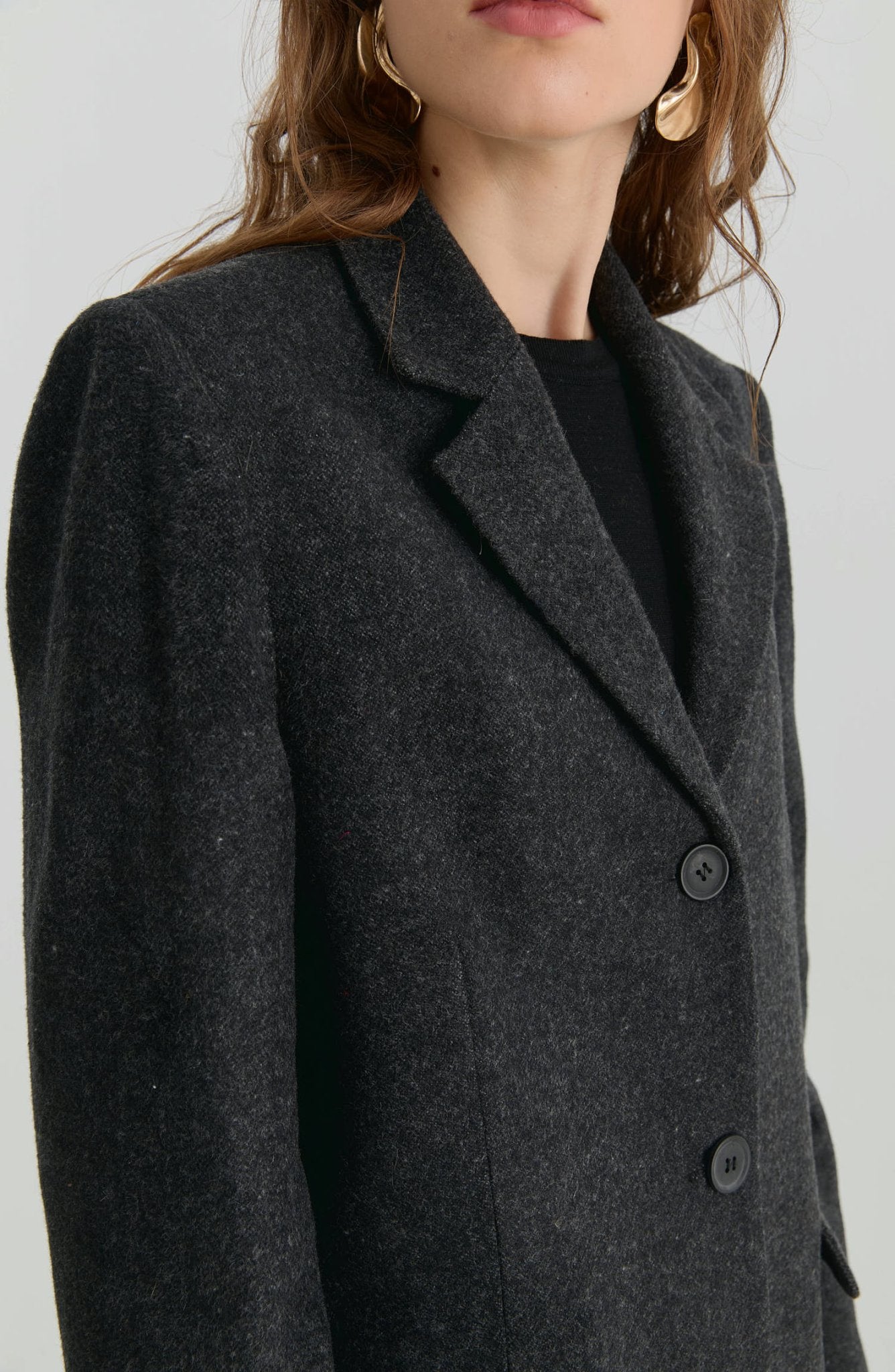 Yırtmaçlı Antrasit Kaşe Ceket Kaban - Fatma Atasoy