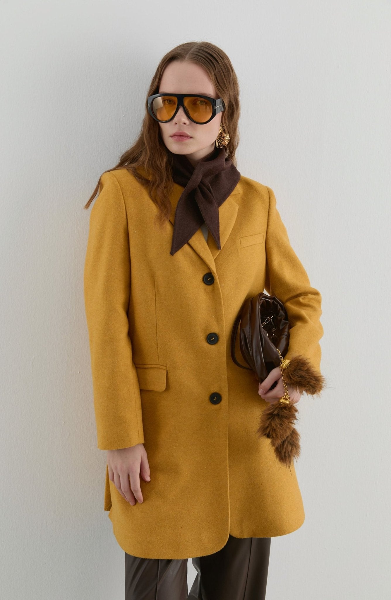 Yırtmaçlı Hardal Kaşe Ceket Kaban - Fatma Atasoy