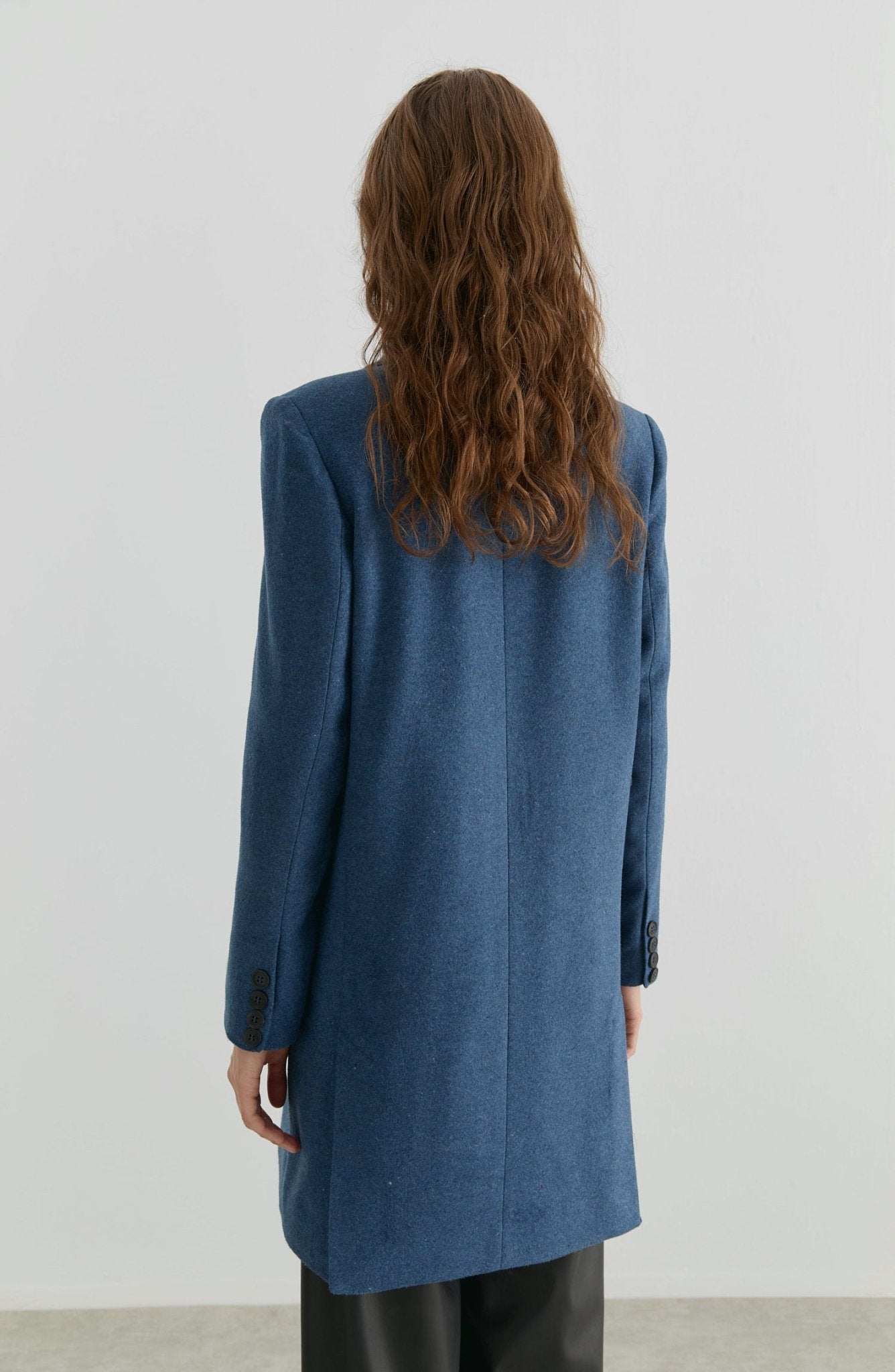 Yırtmaçlı İndigo Kaşe Ceket Kaban - Fatma Atasoy