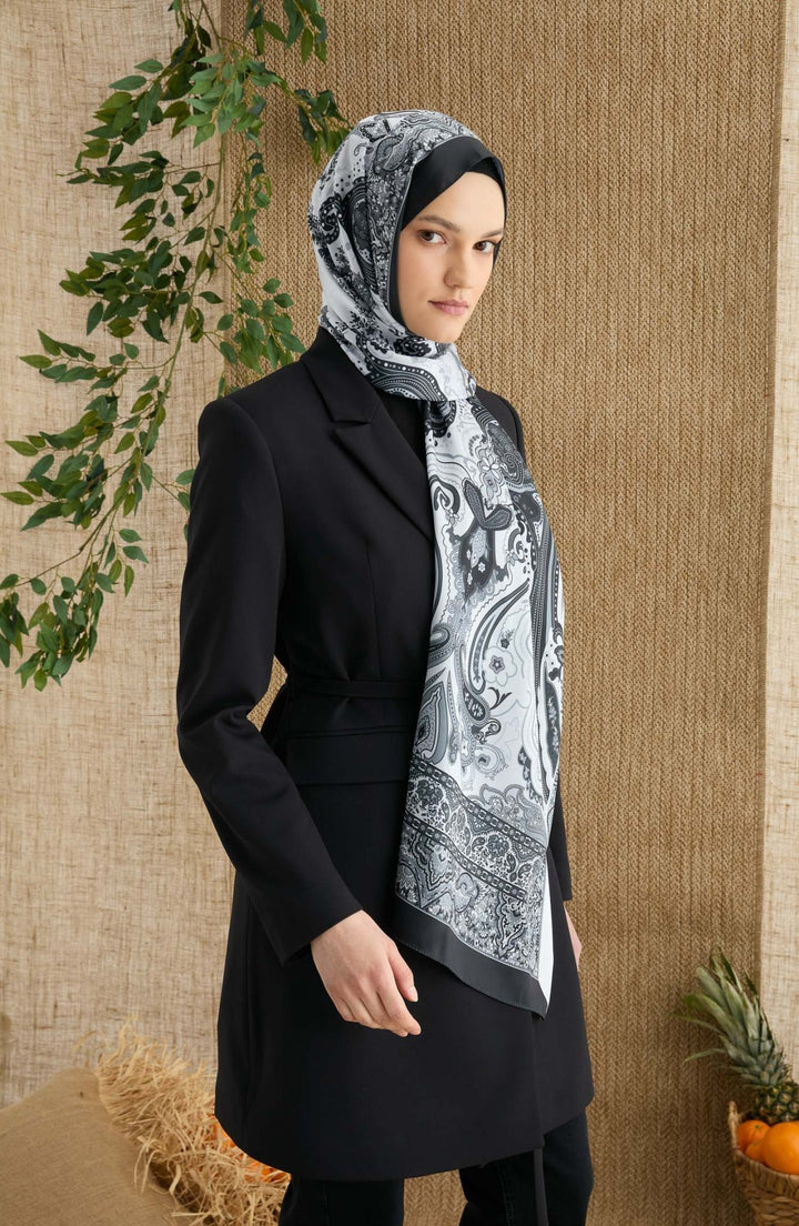 Zenia Ekru Vual İpek Şal - Fatma Atasoy