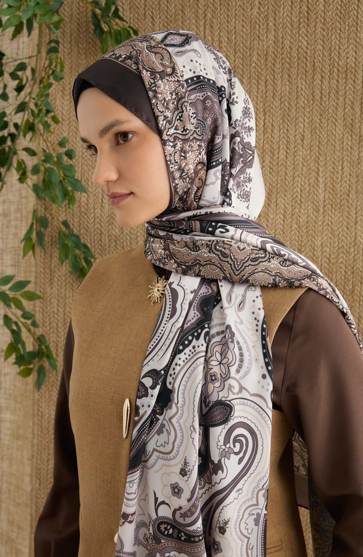 Zenia Vizon Vual İpek Şal - Fatma Atasoy