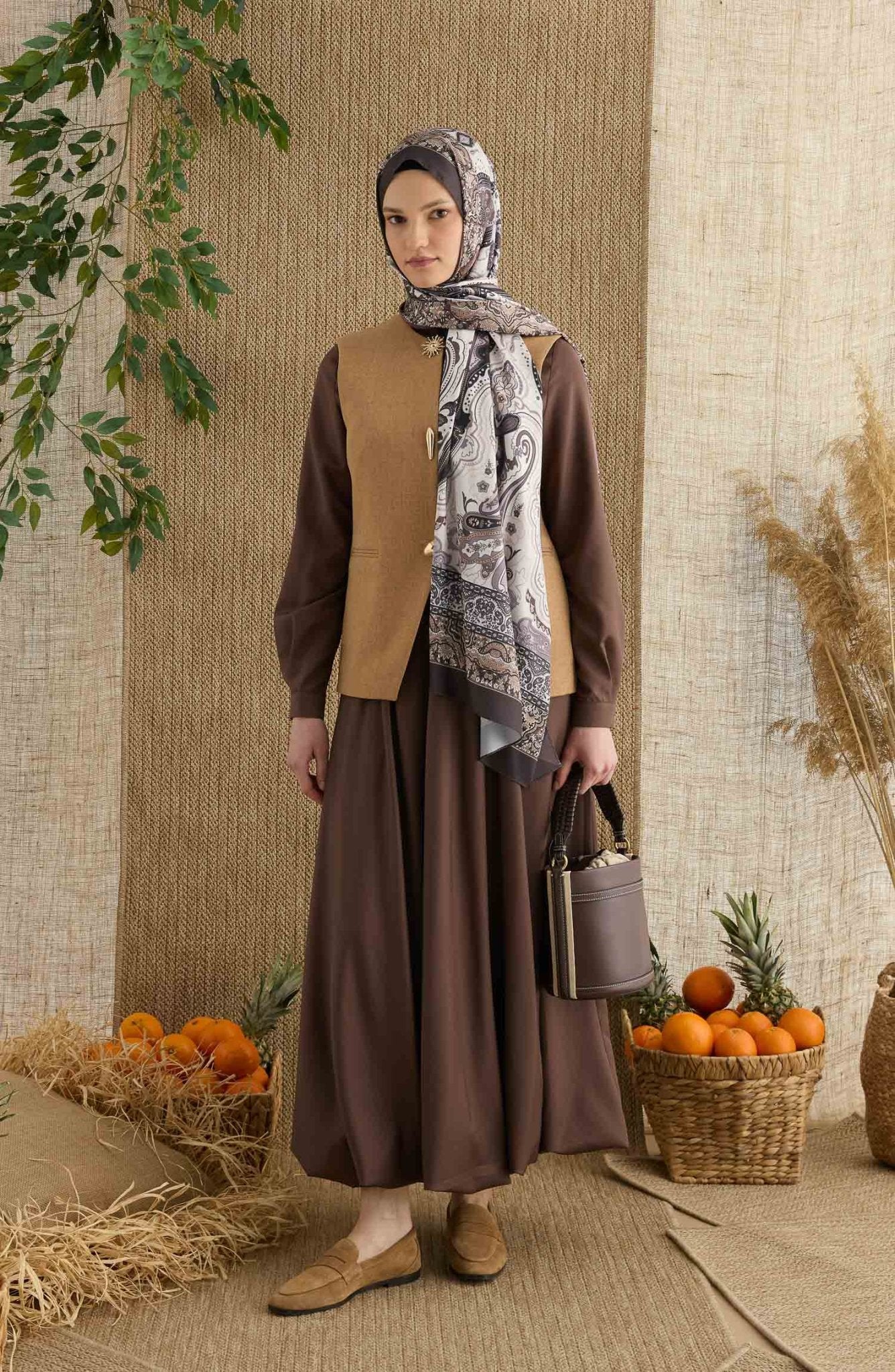 Zenia Vizon Vual İpek Şal - Fatma Atasoy