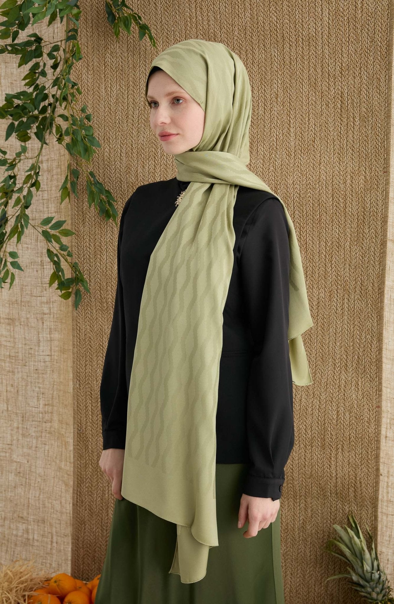 Zigzag Adaçayı Jakarlı Şal - Fatma Atasoy