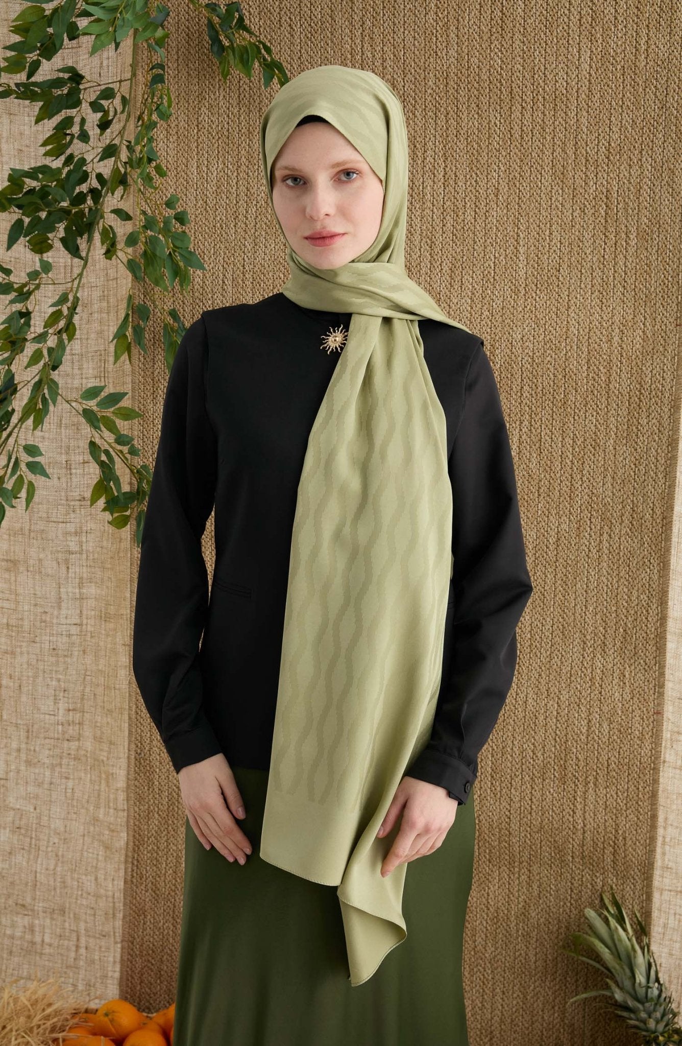 Zigzag Adaçayı Jakarlı Şal - Fatma Atasoy