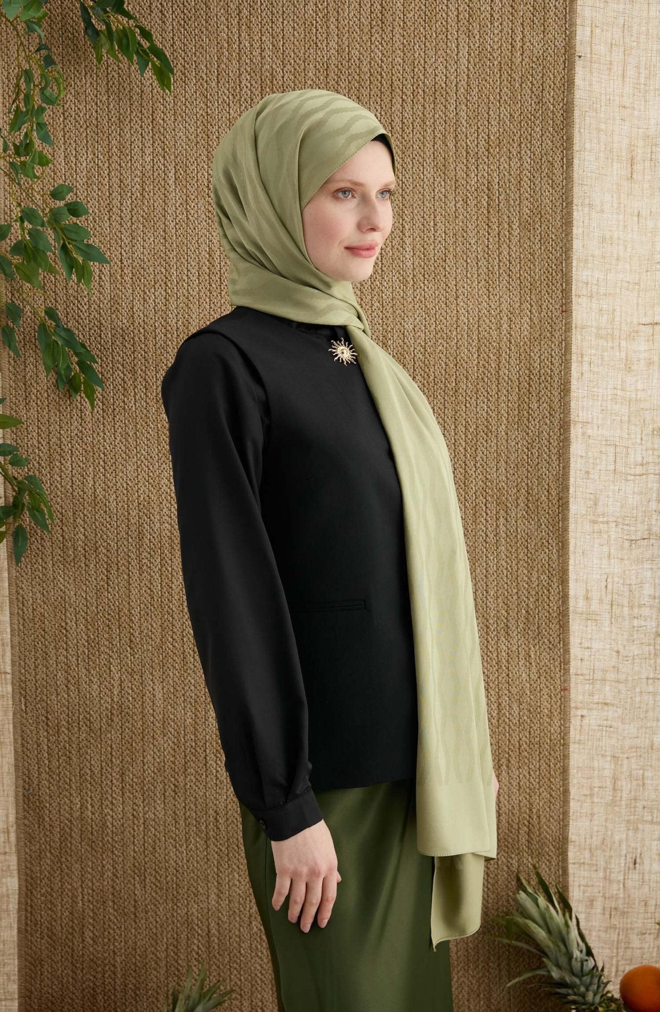 Zigzag Adaçayı Jakarlı Şal - Fatma Atasoy