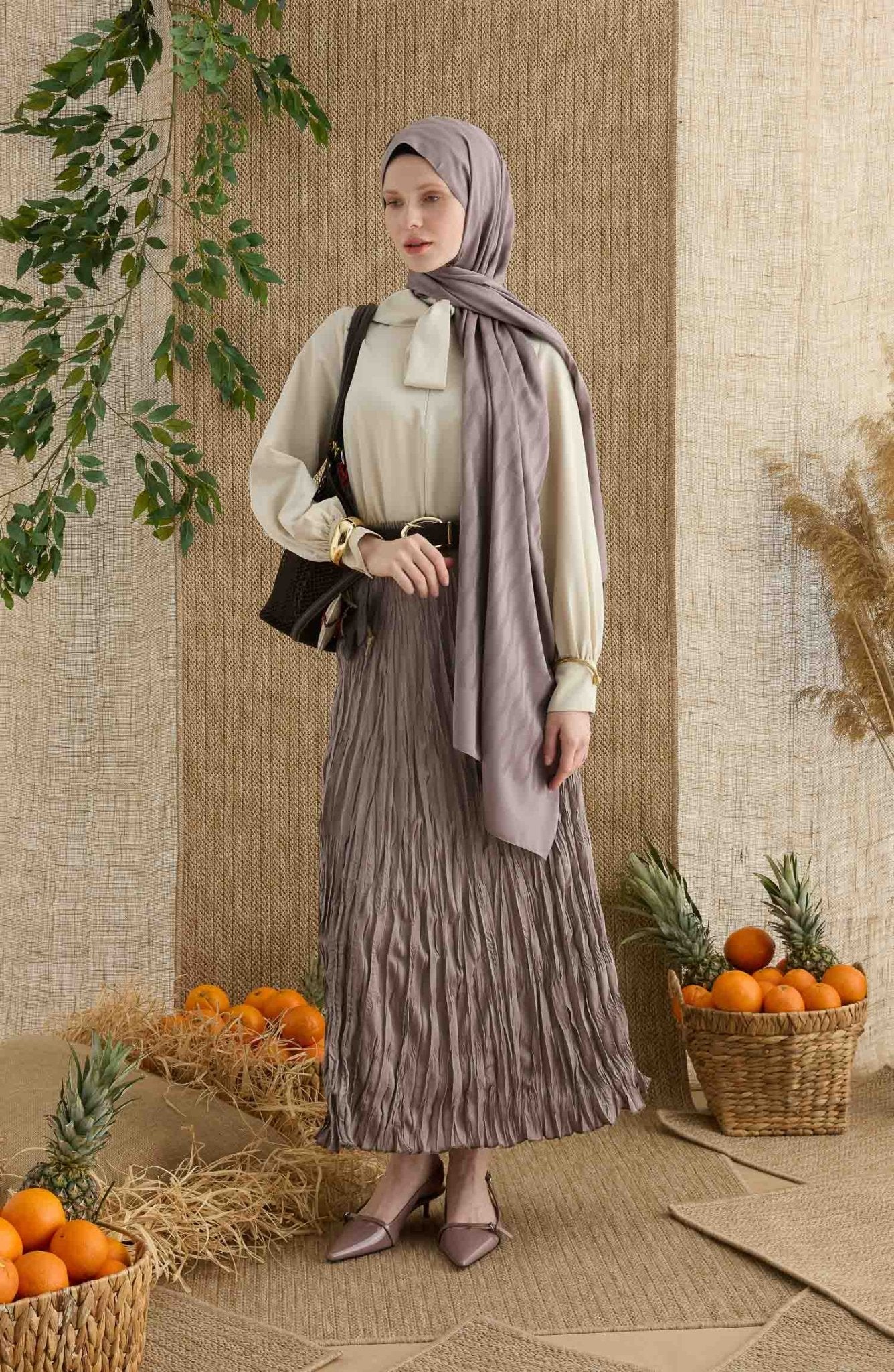 Zigzag Küllü Gri Jakarlı Şal - Fatma Atasoy