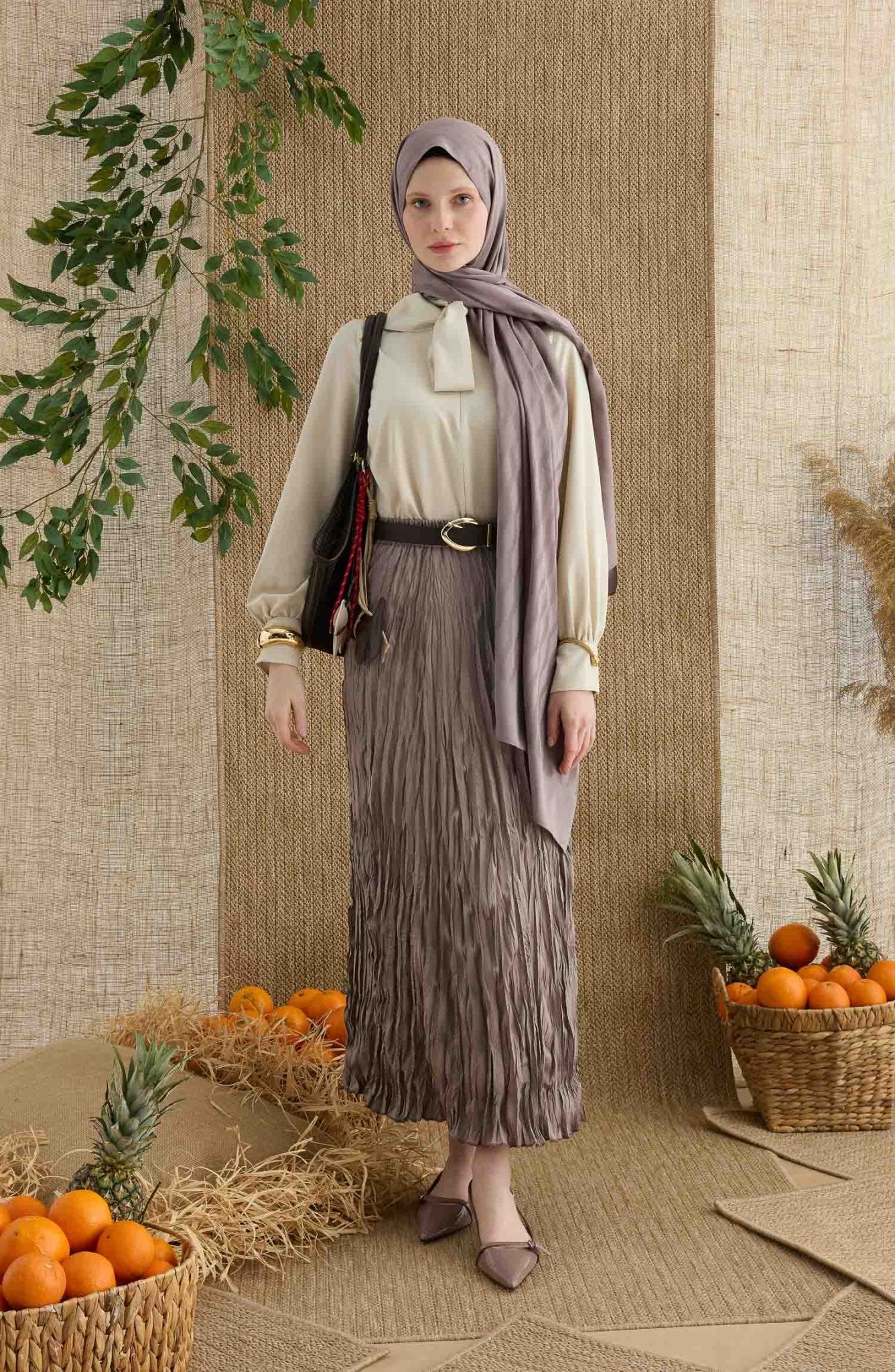 Zigzag Küllü Gri Jakarlı Şal - Fatma Atasoy